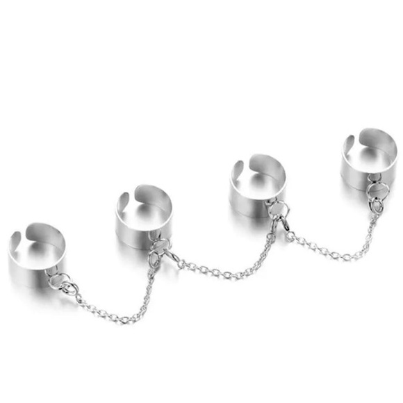 New! Punk Goth Multi-layer Chain Rings - Picture 5 of 7